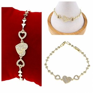 642 Bransoletka złota elegancka cyrkonie 19cm pozłacana 14k Aisadi