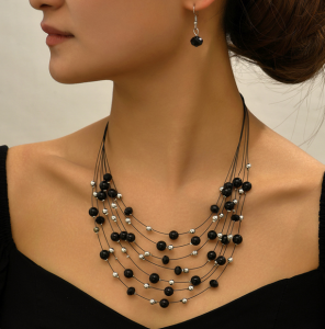 op130 komplet elegancki ślub naszyjnik kolczyki 