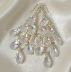 325b Kolczyki złote pozłacane wiszące 14K cyrkonie 