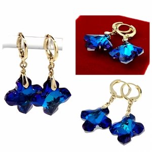 3731e Kolczyki złote pozłacane cyrkonie wiszące 14K Xuping Austrian Crystal