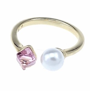 2327h Pierścionek złoty pozłacany 14k cyrkonie Austrian Crystal regulowany