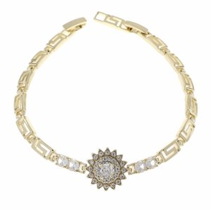 943 Bransoletka elegancka złota 17,5+2cm pozłacana 14k cyrkonie