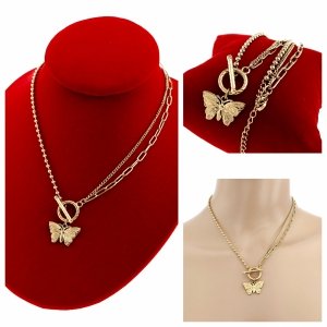 2120 Złoty łańcuszek naszyjnik 40+5cm stal chirurgiczna 316L motyl 