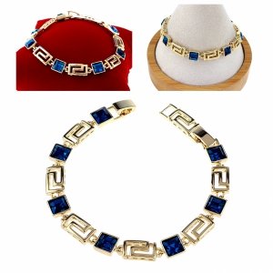 3101 Bransoletka elegancka Austrian Crystal złota cyrkonie 19,5cm pozłacana 14k Xuping wzór grecki