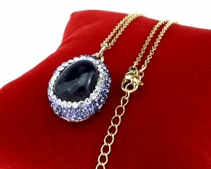 1163b Naszyjnik kamień naturalny ametyst 40+5cm stal chirurgiczna 316L