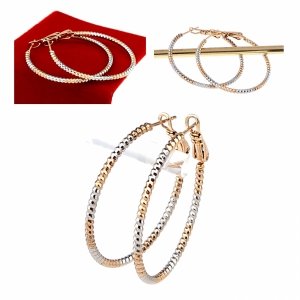 2780 Złote srebrne kolczyki pozłacane 18k Xuping wiszące koła 3,4cm 