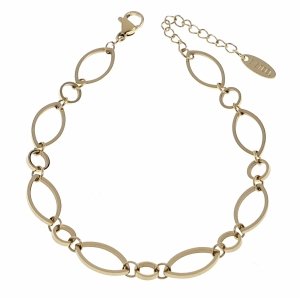 4854 Bransoletka złota 17+3cm stal chirurgiczna 316L serca