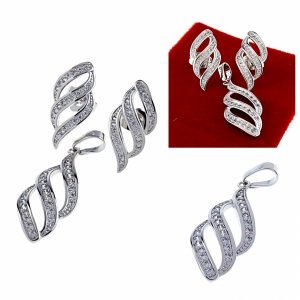 4614 Komplet srebrny kolczyki zawieszka pozłacany białym złotem Xuping cyrkonie