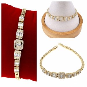 1996 Bransoletka elegancka złota 17+2,5cm pozłacana 14k Xuping cyrkonie