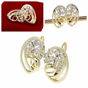 4540 Kolczyki złote pozłacane wiszące 14K cyrkonie 