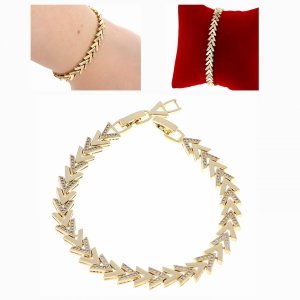 2937 Bransoletka złota elegancka 19cm cyrkonie pozłacana 14k Viki Lady