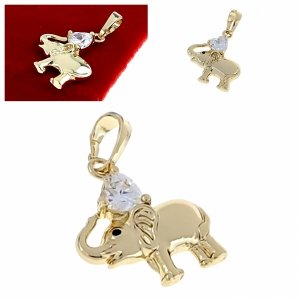 4315 Złota zawieszka cyrkonia błyszcząca pozłacana 14k słonik Xuping