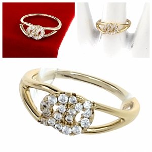 1434 Pierścionek złoty zaręczynowy błyszczący cyrkonie pozłacany 14k 