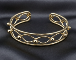 n40 Bransoletka elegancka złota bangla 6cm pozłacana 14k 