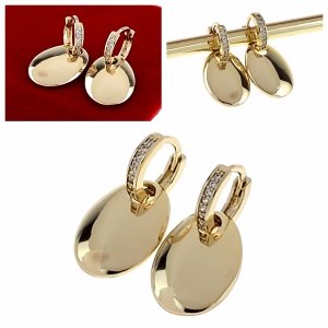 987 Kolczyki złote pozłacane wiszące 14K Xuping cyrkonie 