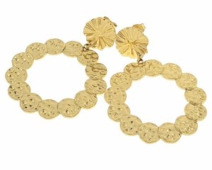 580b Kolczyki złote stal chirurgiczna nierdzewna celebrytki wiszące