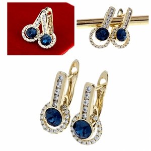 2341 Kolczyki złote pozłacane cyrkonie wiszące 14K Xuping Austrian Crystal