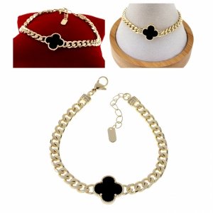 3014 Bransoletka elegancka złota 17+3cm pozłacana 14k koniczyna marokańska