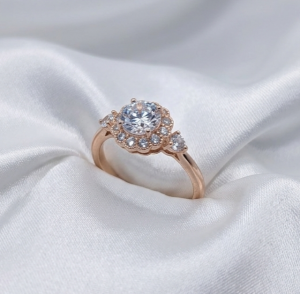 2049k Pierścionek złoty pozłacany 18k cyrkonie Austrian Crystal