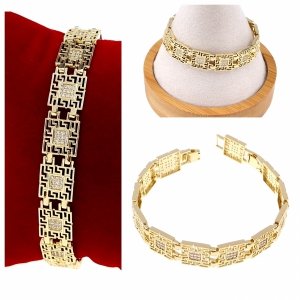 4790 Bransoletka złota elegancka cyrkonie 19cm pozłacana 14k Milan