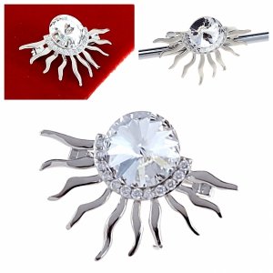 3824 Elegancka broszka srebrna cyrkonia przypinka pozłacana białym złotem Xuping Austrian Crystal
