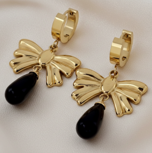 4846 Kolczyki złote stal chirurgiczna 316L wiszące stal nierdzewna 