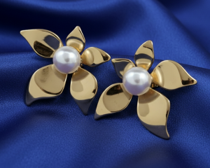 0191 Kolczyki złote stal chirurgiczna 316L wtyczki stal nierdzewna 