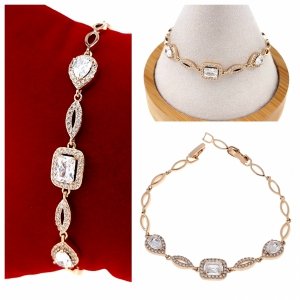 1936i Bransoletka cyrkonie złota 19cm pozłacana 18k Xuping