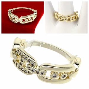 415 Pierścionek złoty zaręczynowy błyszczący cyrkonie pozłacany 14k