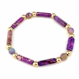 2330i Bransoletka kamień naturalny jaspis cesarski na gumce jubilerskiej