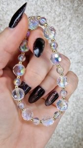 544g Bransoletka koraliki kryształki ab fasetowane na gumce jubilerskiej kulki