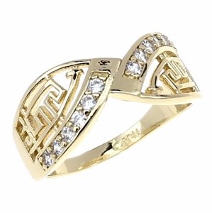 3096a Pierścionek złoty zaręczynowy pozłacany 14k Viki Lady wzór grecki