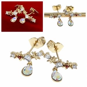 4734 Kolczyki złote pozłacane Austrian Crystal wiszące 14K cyrkonie Xuping 