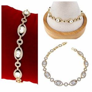 1954 Bransoletka elegancka złota 16+2+2cm pozłacana 14k Xuping cyrkonie