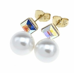 4663 Kolczyki złote pozłacane wiszące 14K cyrkonie Austrian Crystal