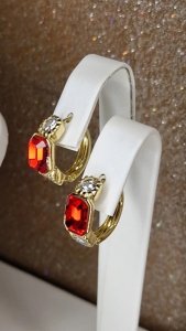 326 Kolczyki złote pozłacane Austrian Crystal wiszące 14K cyrkonie Xuping 