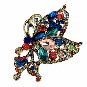 4271 Elegancka broszka przypinka złota cyrkonia motyl