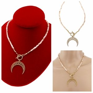 1833 Złoty łańcuszek cytryn kamień naturalny 45cm stal chirurgiczna nierdzewna naszyjnik