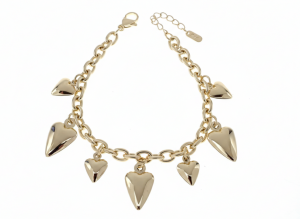 1547 Bransoletka elegancka złota 17+3cm pozłacana 14k serce