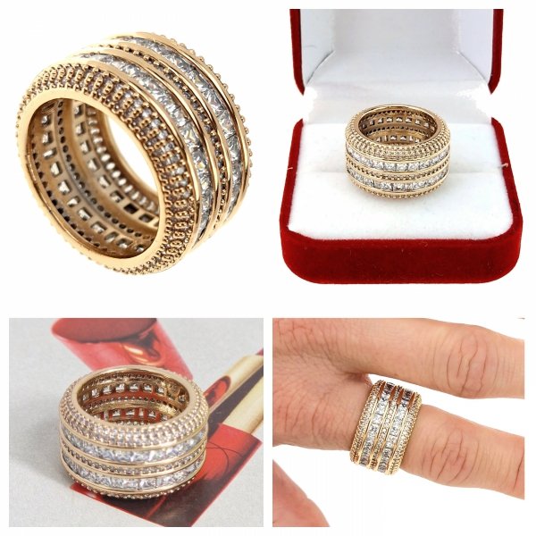 Goldring 18,60 mm. vergoldete Verlobung Xuping