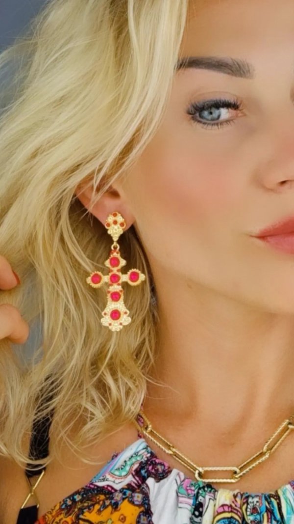 EARRINGS GOLD LONG ZIRCONIA WEDDING WEDDING