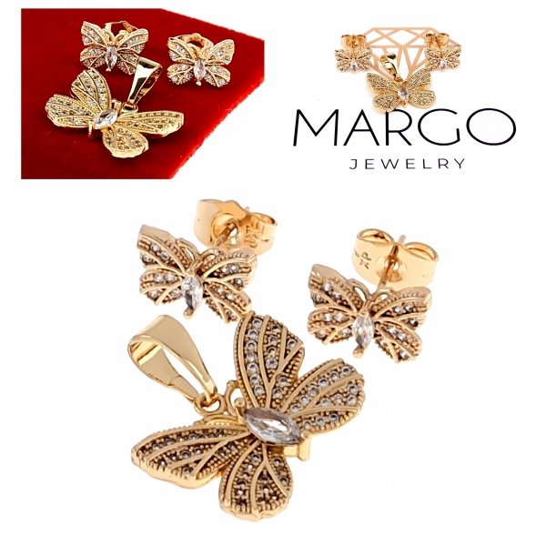 18k gold plated set pendant earrings xuping