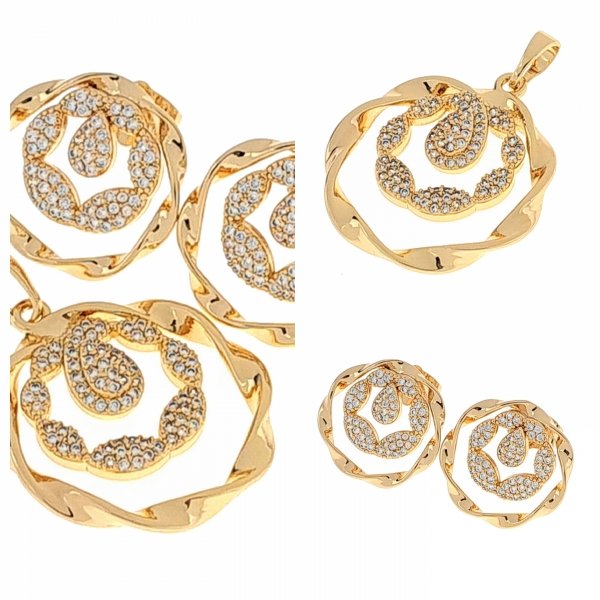 18k gold plated set pendant earrings xuping