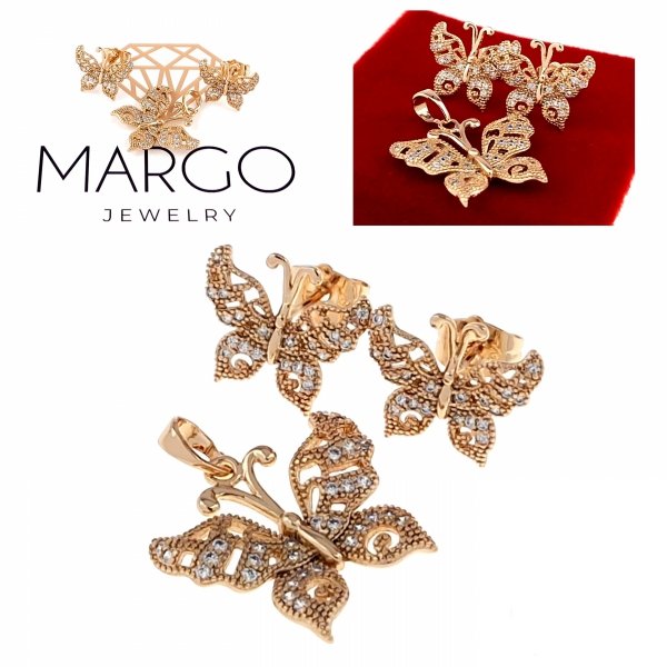 18k gold plated set pendant earrings xuping