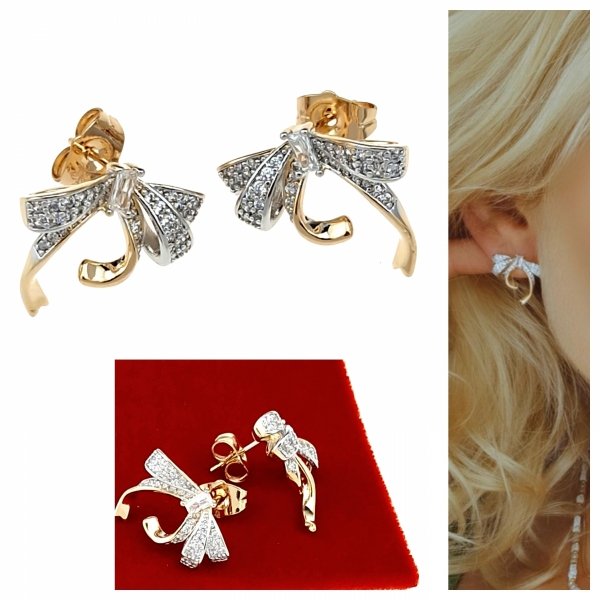 gold plated earrings with exclusive cubic zirconia