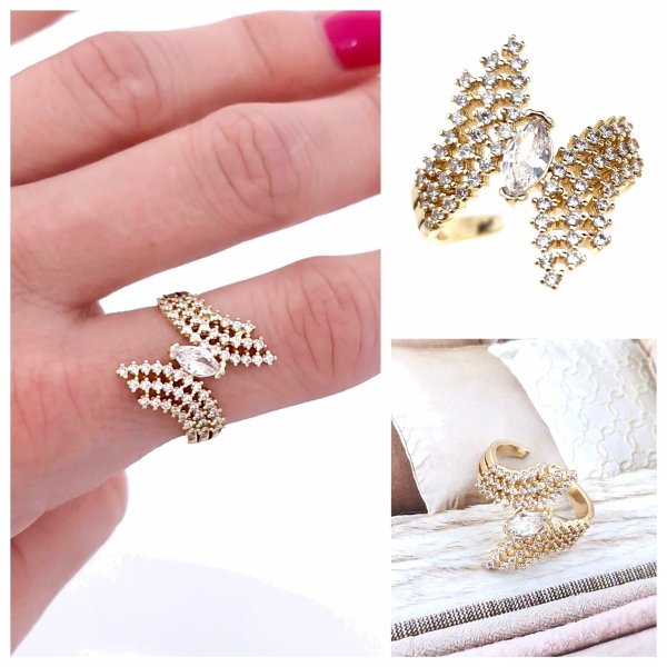 gold ring 17,00mm. gold-plated engagement xuping