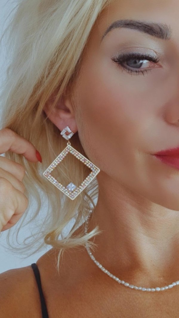 EARRINGS GOLD LONG ZIRCONIA WEDDING WEDDING