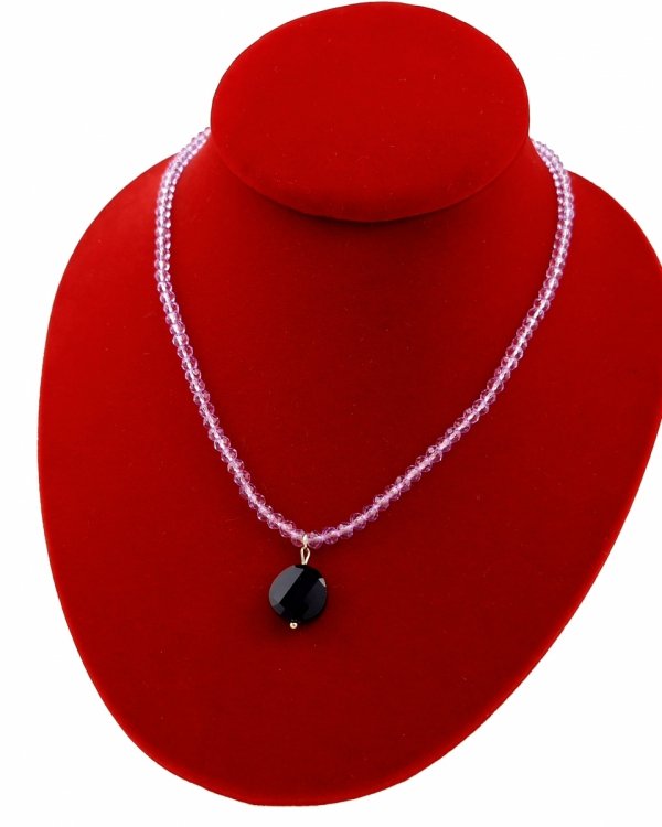 Necklace with sparkling glass crystals on a jewelry elastic chain