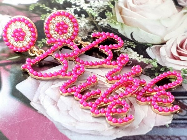 Golden earrings silk flowers