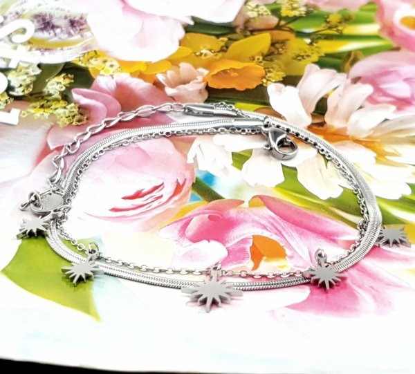 BRACELET, SILVER CELEBRITY STAINLESS STEEL